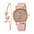 Elegant Gold-Toned Heart Gem Jewelry and Watch Set