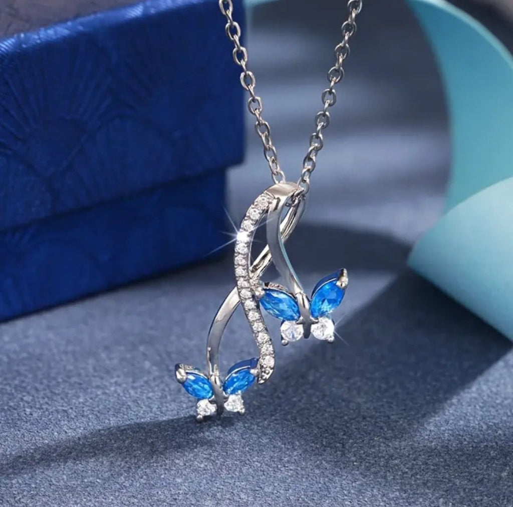 Elegant Twin Butterflies Infinity Pendant Necklace for Women - FDJO18